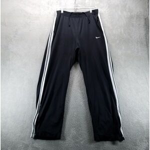 VTG Nike Pants Mens XL Black Basketball‎ Baggy Straight Ankle Zip Drawstring